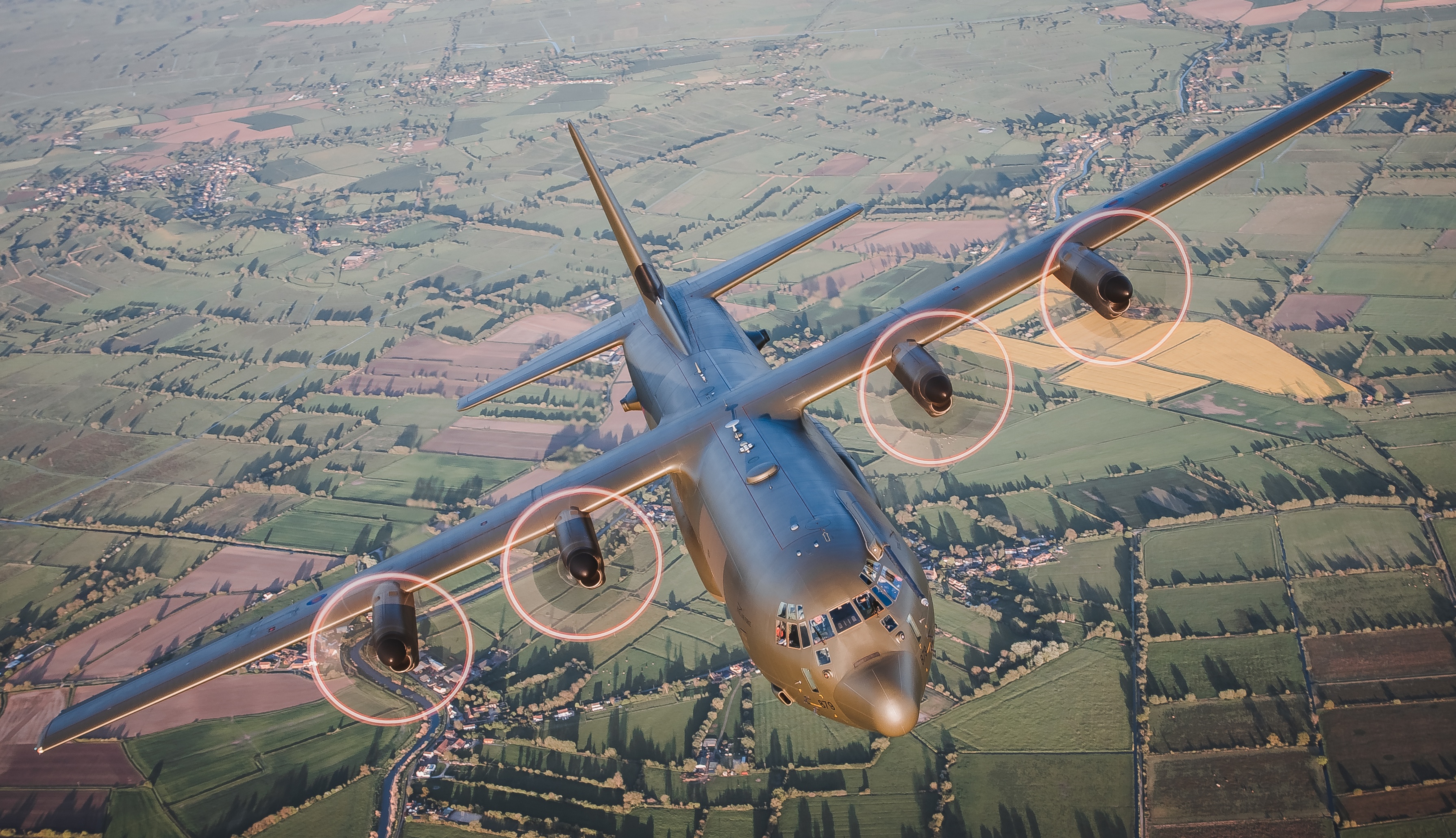 Hercules aircraft in flight.